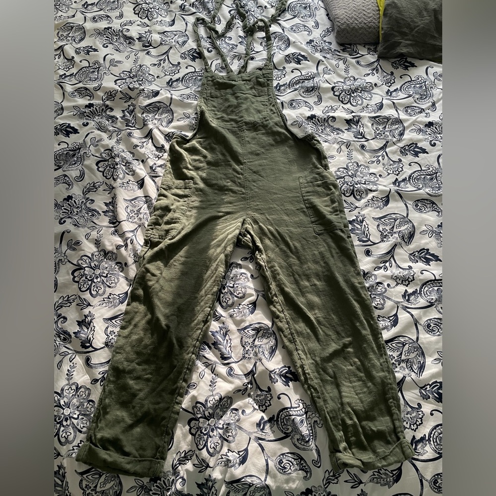 Aerie Olive Knit Overalls